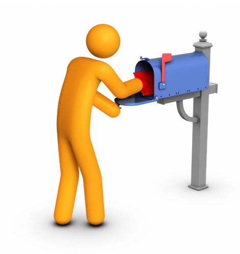 3D person getting mail from mailbox