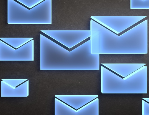 blue envelopes against a black background