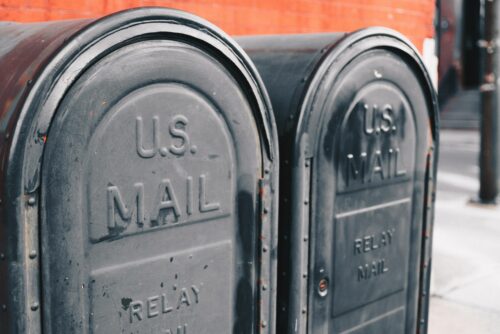 close up of mailboxes on street